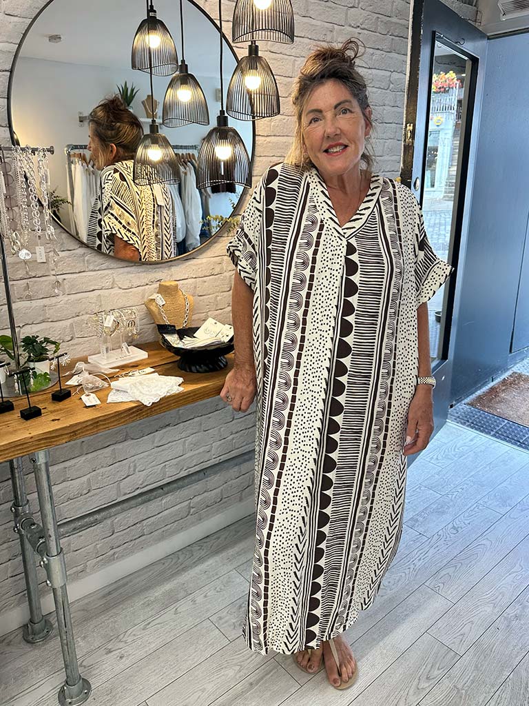 Nomad Print Midi Dress - Chocolate