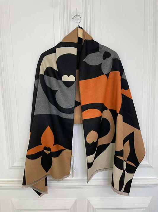 Malissa J Checkered Logo Scarf - Black Multi