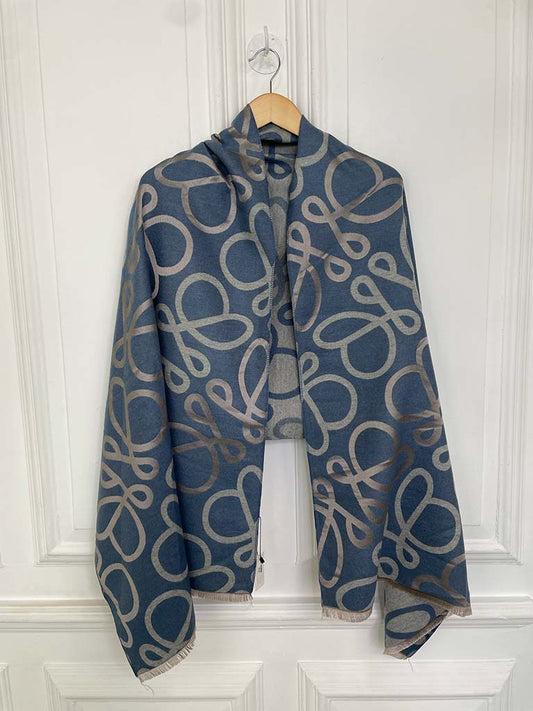 Malissa J Swirl Print Scarf - Denim