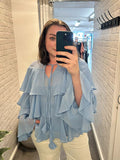 Cascata Ruffle Blouse - Sky