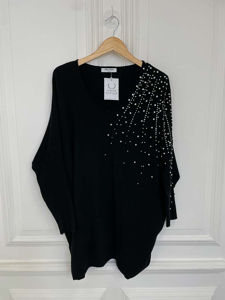 Jewelled & Stud Knit - Black