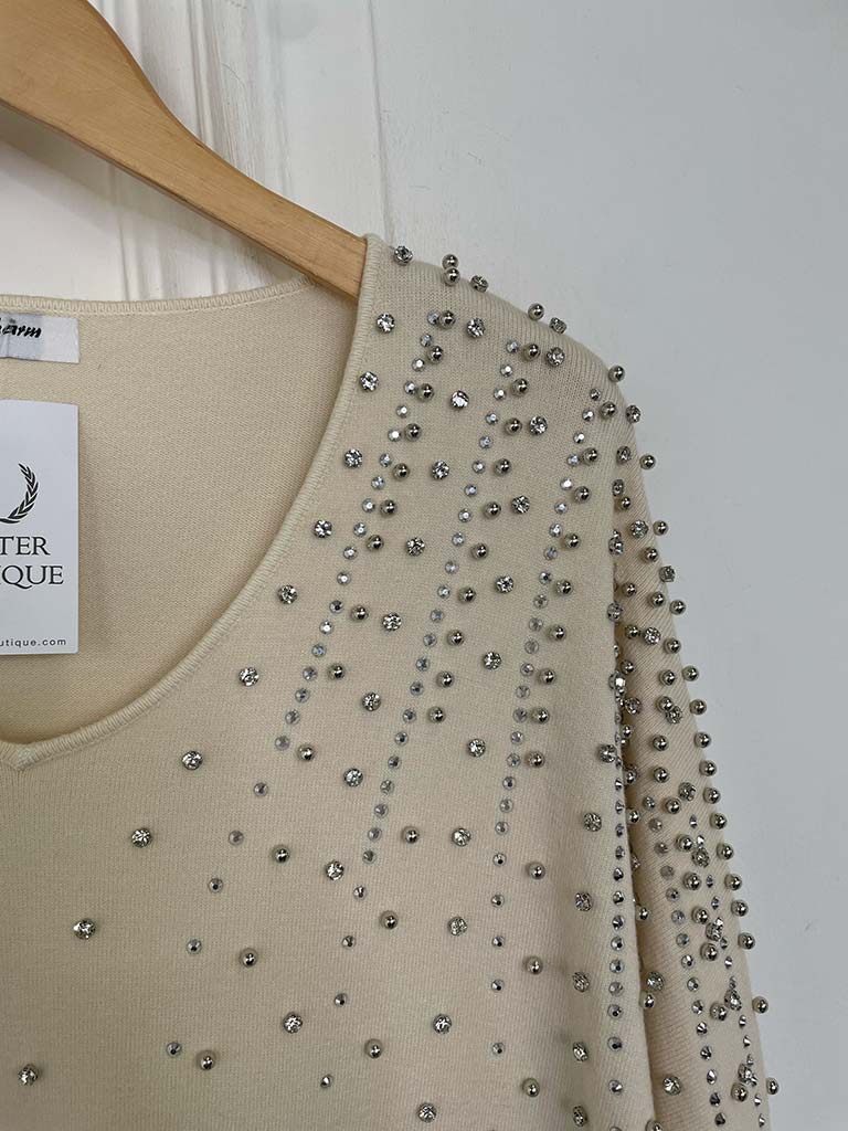 Jewelled & Stud Knit - Ecru