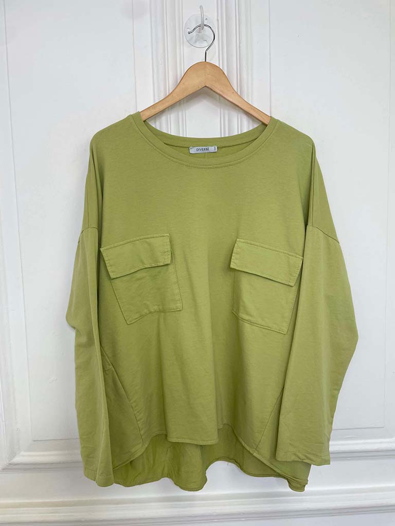 Two Pocket Jersey Top - Pear