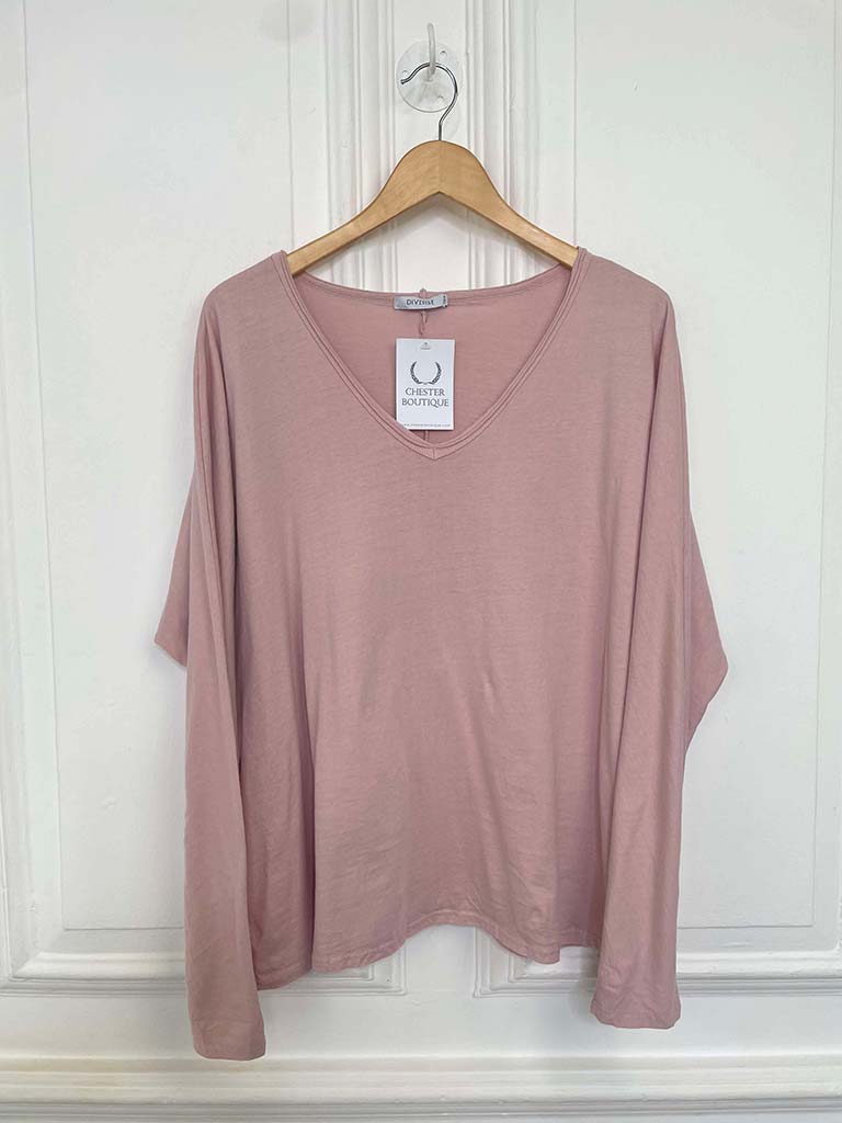 Raw Edge Long Sleeve Tee - Blush