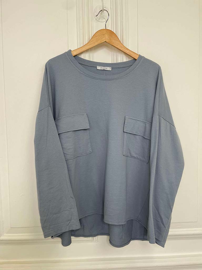 Two Pocket Jersey Top - Denim