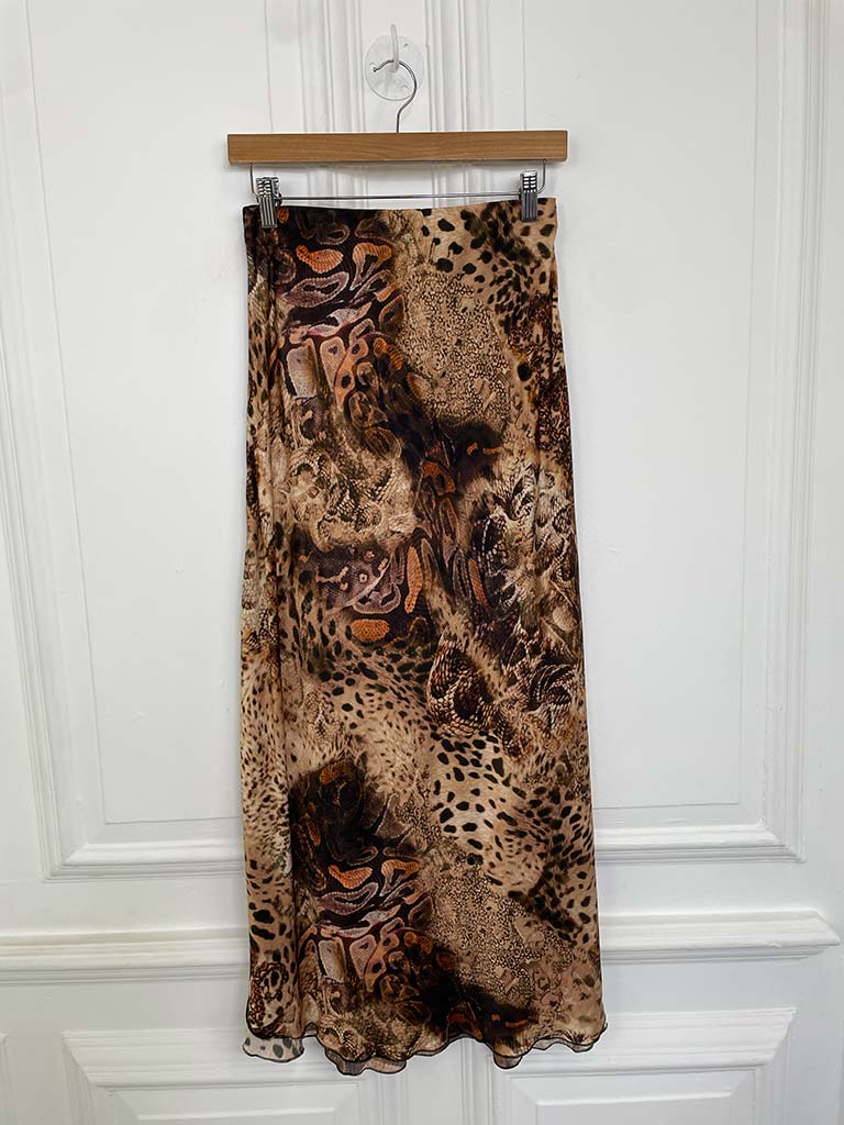 Silk Mix Animal Mix Print Skirt - Ember & Tan