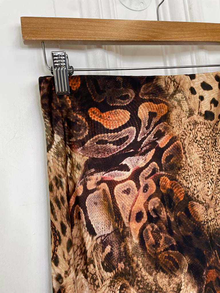 Silk Mix Animal Mix Print Skirt - Ember & Tan