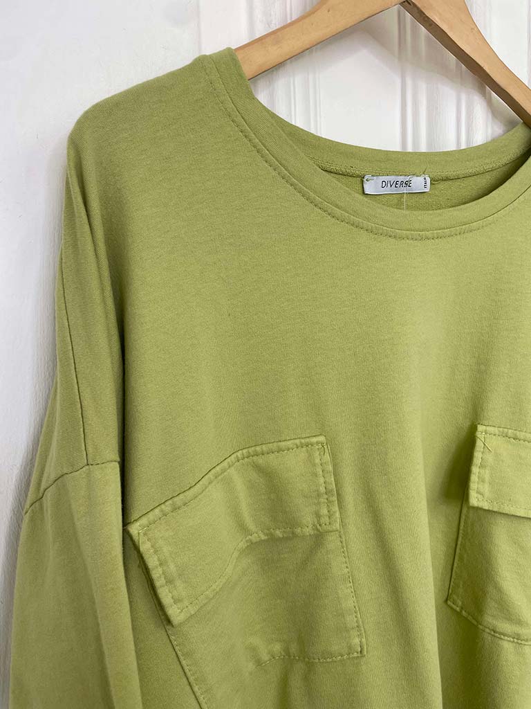 Two Pocket Jersey Top - Pear