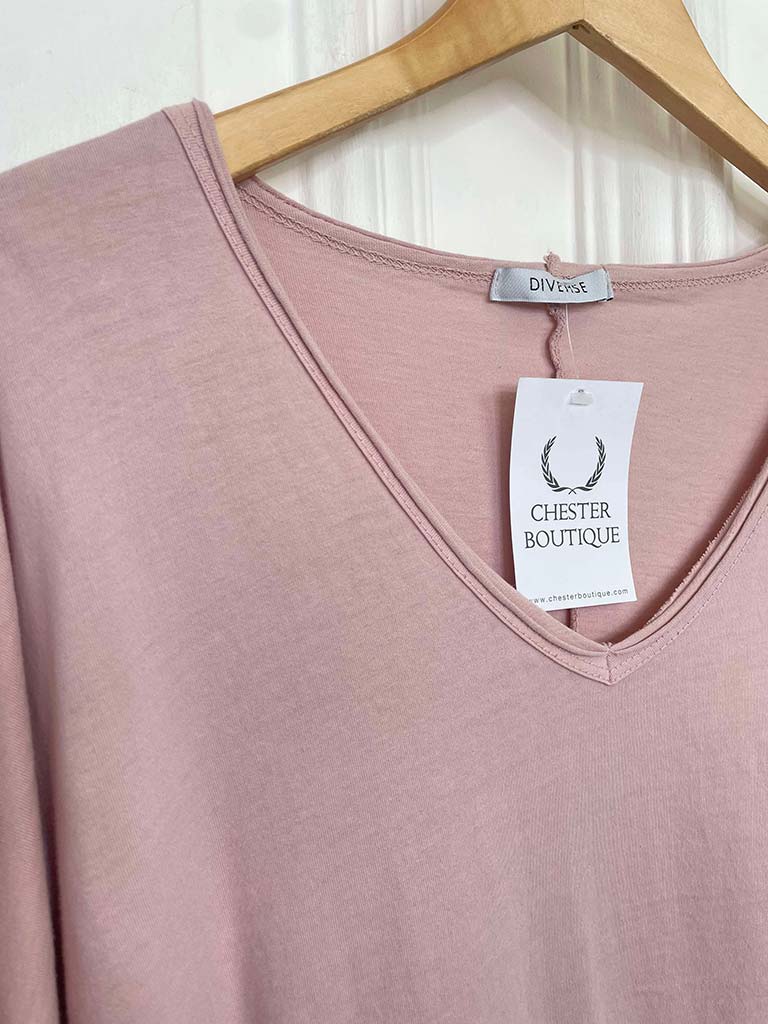 Raw Edge Long Sleeve Tee - Blush