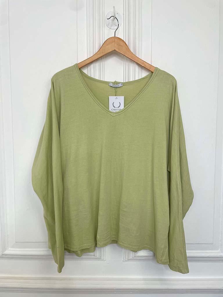 Raw Edge Long Sleeve Tee - Pistachio