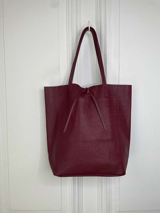 Leather Tote Bag - Burgundy