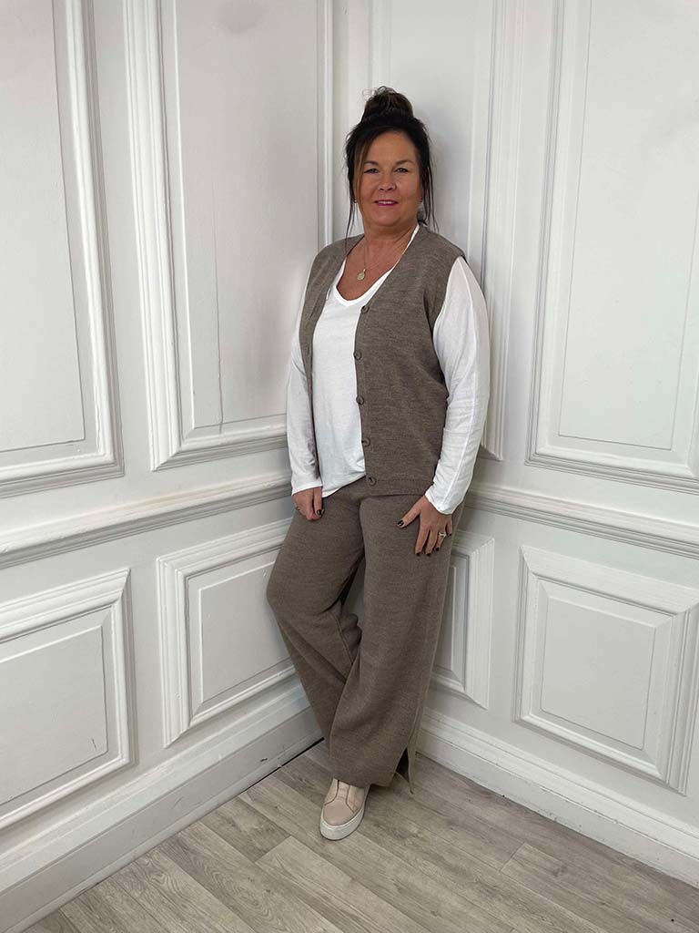 Three Piece Knitted Co-ord - Taupe