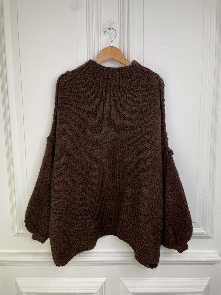 Chunky Exposed Seam Knit - Chocolate