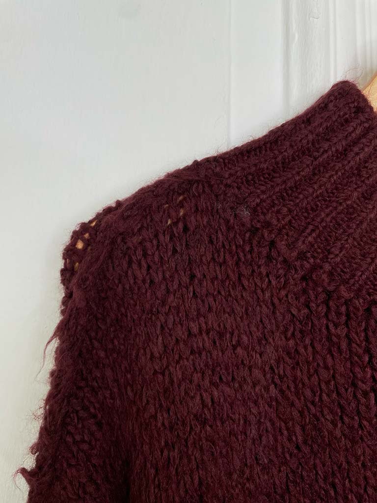 Chunky Exposed Seam Knit - Burgundy