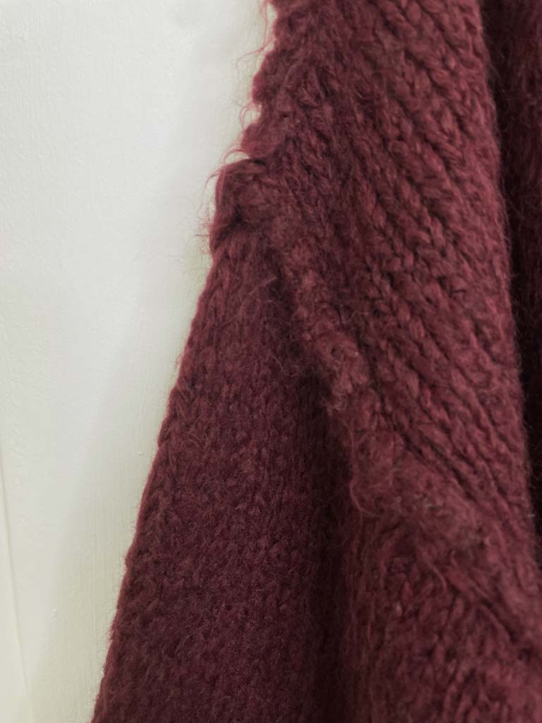 Chunky Exposed Seam Knit - Burgundy