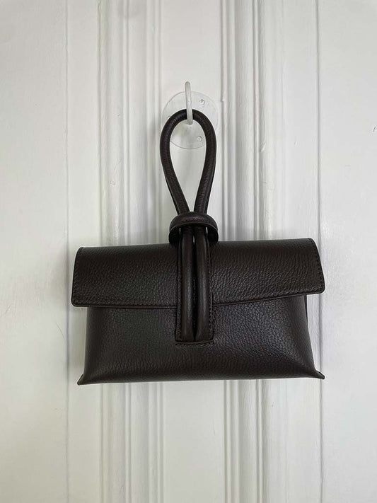 Leather Loop Clutch Bag - Chocolate