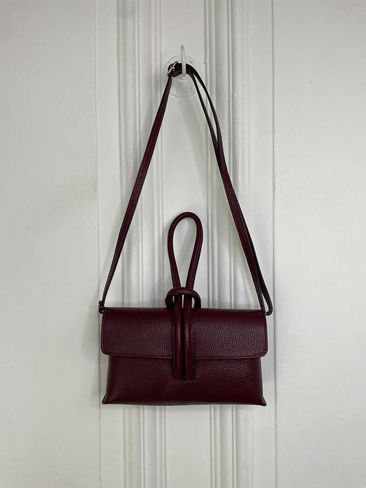 Leather Loop Clutch Bag -Burgundy