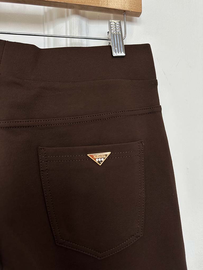 Stretchy High Waisted Jeggings - Chocolate