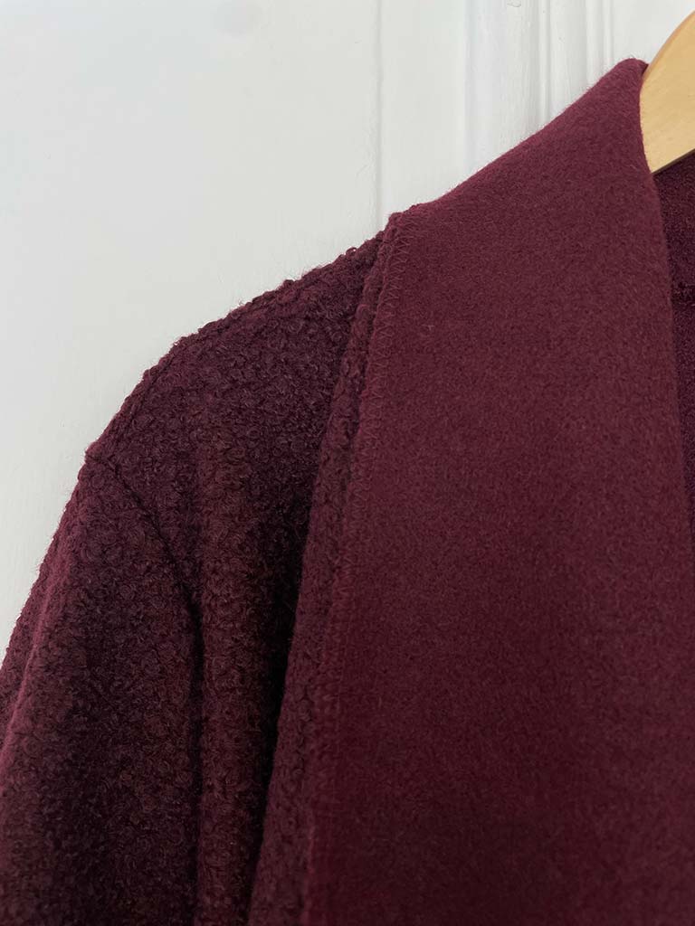 Boucle Waterfall Coat - Burgundy