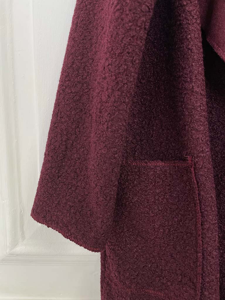 Boucle Waterfall Coat - Burgundy