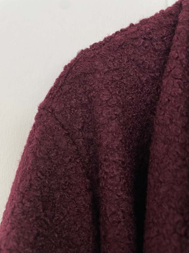 Boucle Waterfall Coat - Burgundy