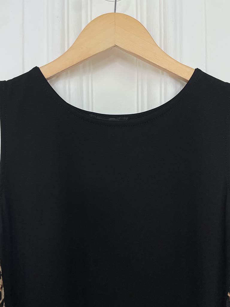 Leopard Drawstring Midi Dress - Black