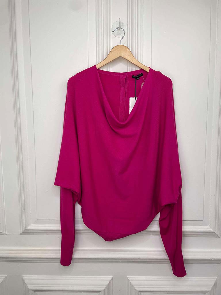 Button Back Cowl Knit - Hot Pink