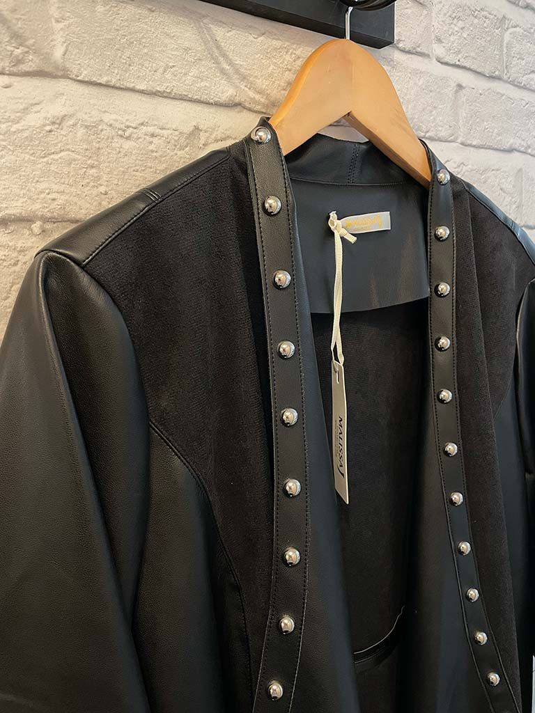 Malissa J Faux Leather Studded Jacket - Black
