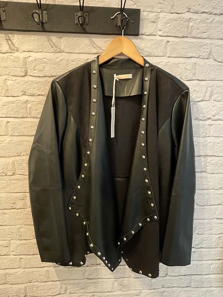 Malissa J Faux Leather Studded Jacket - Black