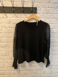 Malissa J Lace & Sequin Sleeve Knit - Black