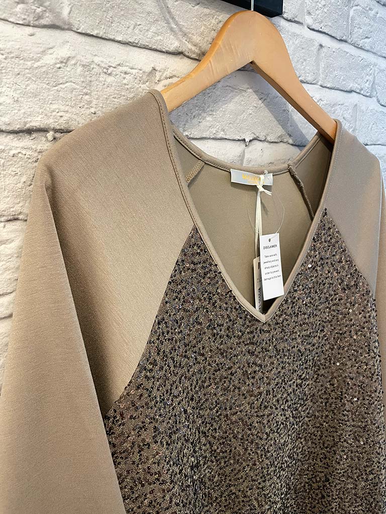 Malissa J Sequin Sweat Top - Latte