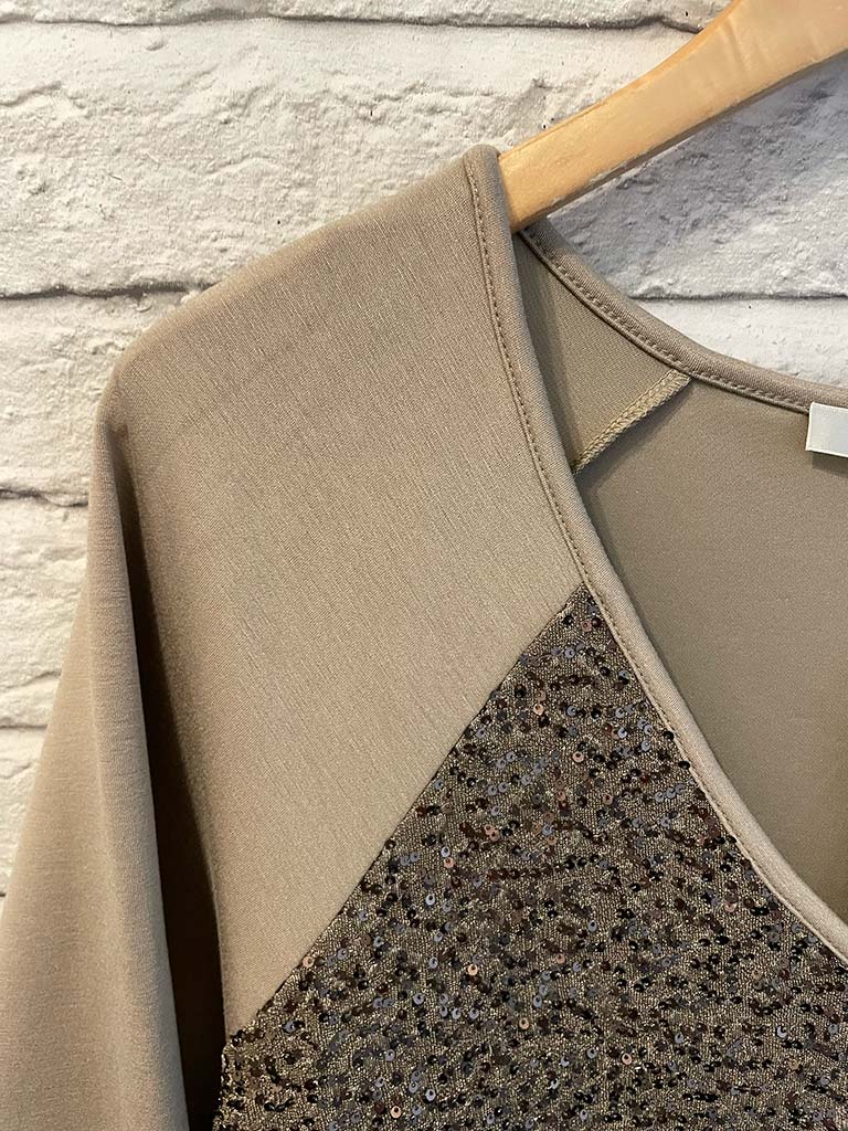 Malissa J Sequin Sweat Top - Latte