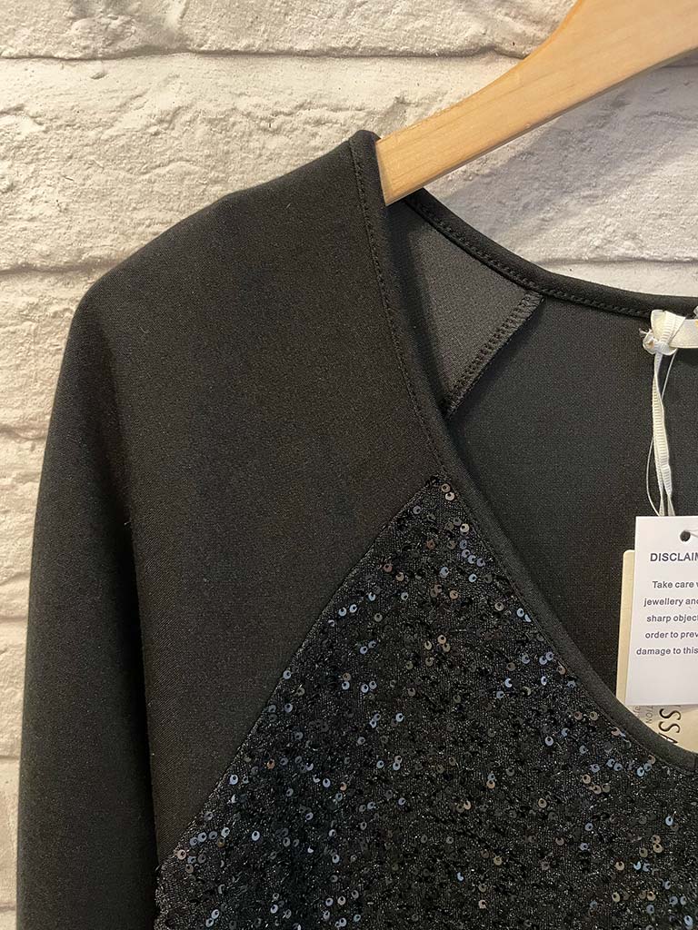 Malissa J Sequin Sweat Top - Black