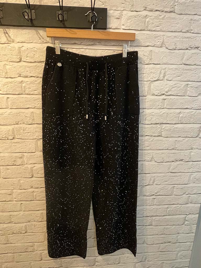 Malissa J Sequin Knit Palazzos - Black