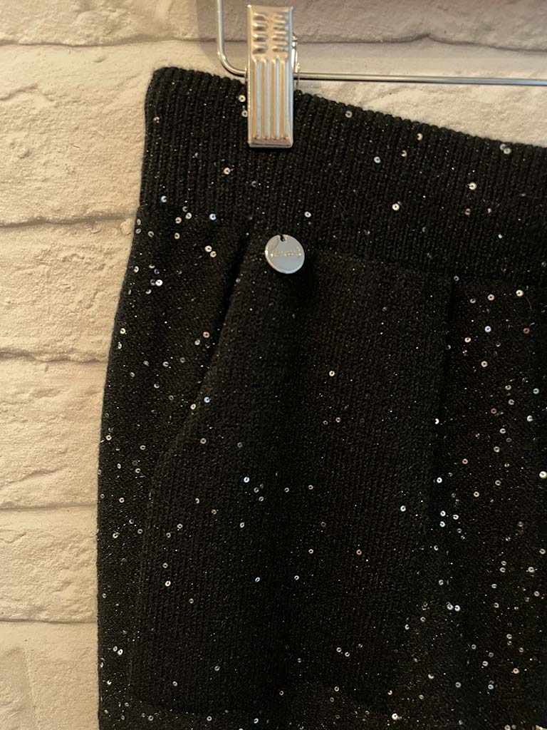 Malissa J Sequin Knit Palazzos - Black