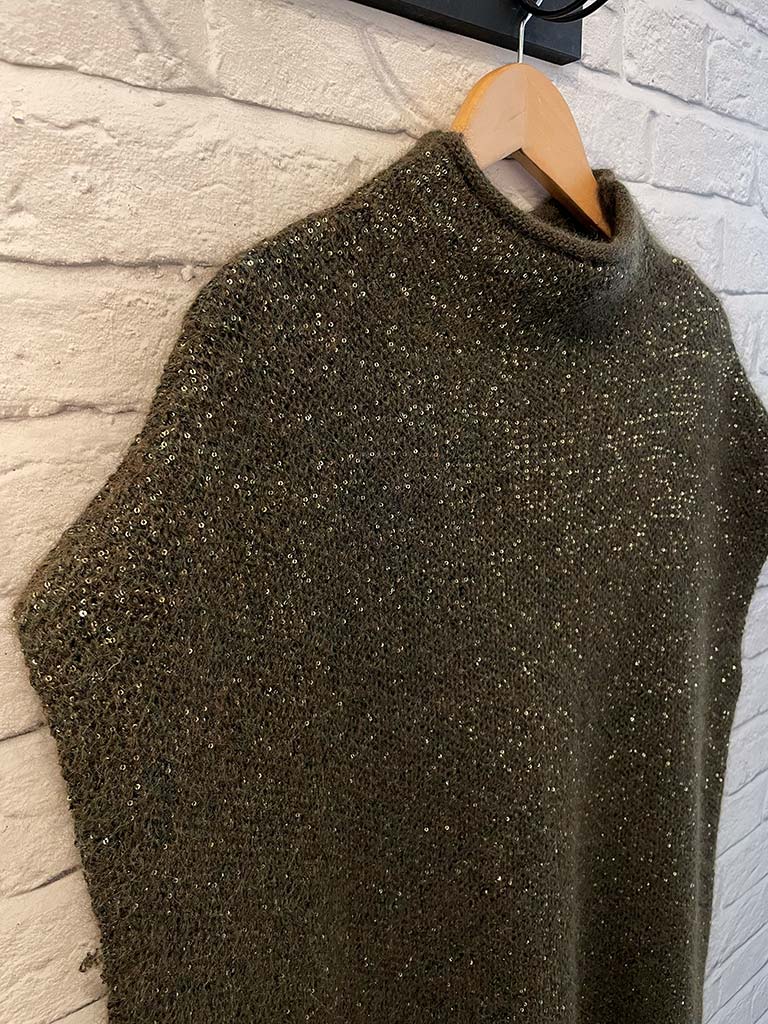 Malissa J Sequin Tank Knit - Khaki
