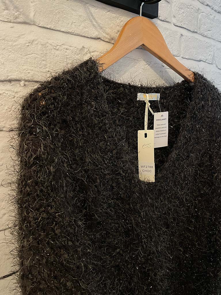 Malissa J Shaggy Shimmer Knit - Chocolate