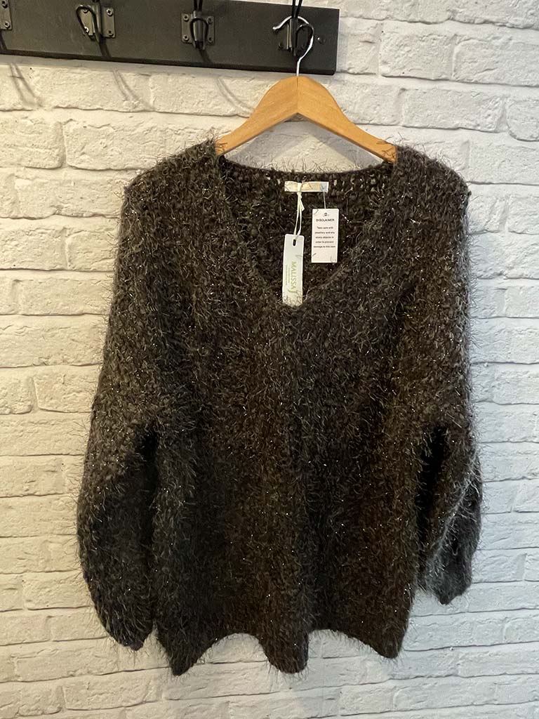 Malissa J Shaggy Shimmer Knit - Chocolate