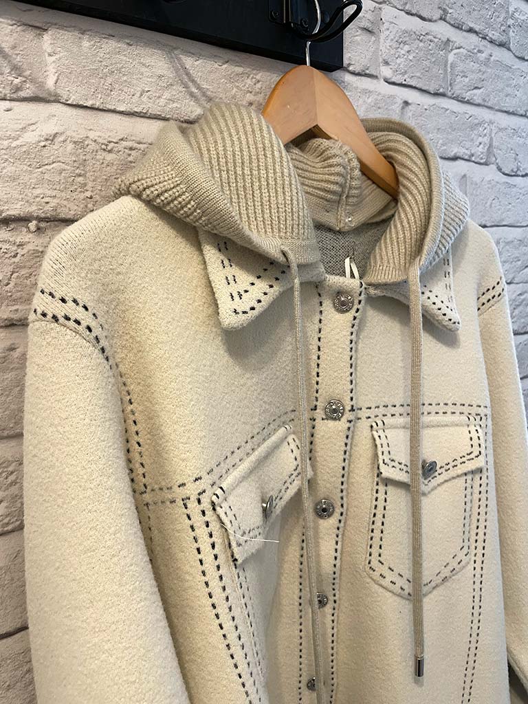 Malissa J Stitched Hoodie Jacket - Stone