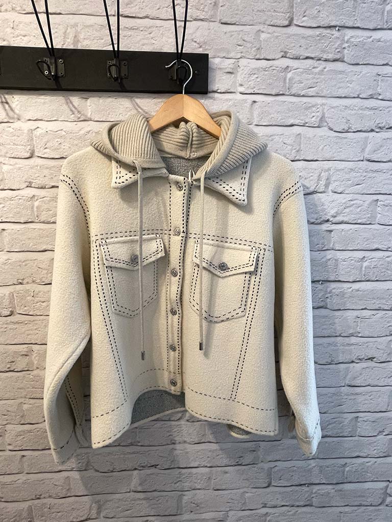 Malissa J Stitched Hoodie Jacket - Stone