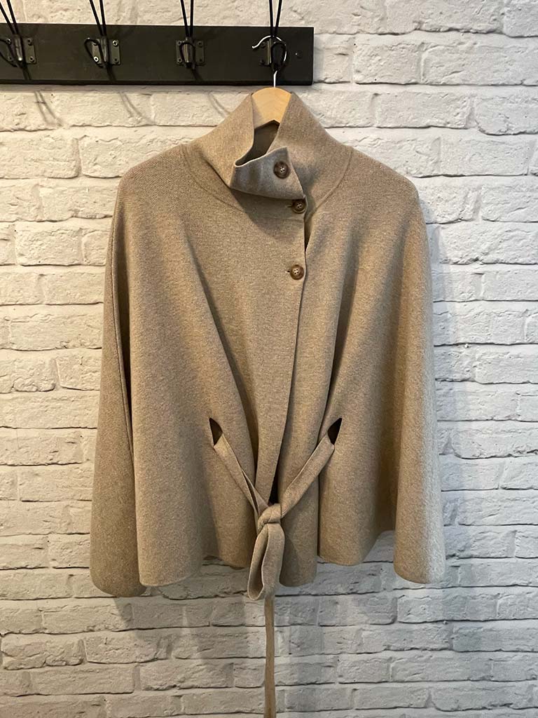 Malissa J Button Poncho - Stone