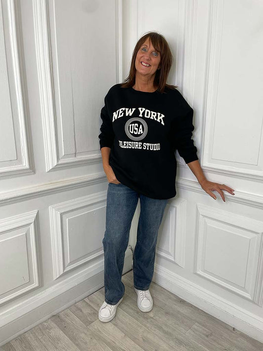 New York Slouchy Sweatshirt - Black