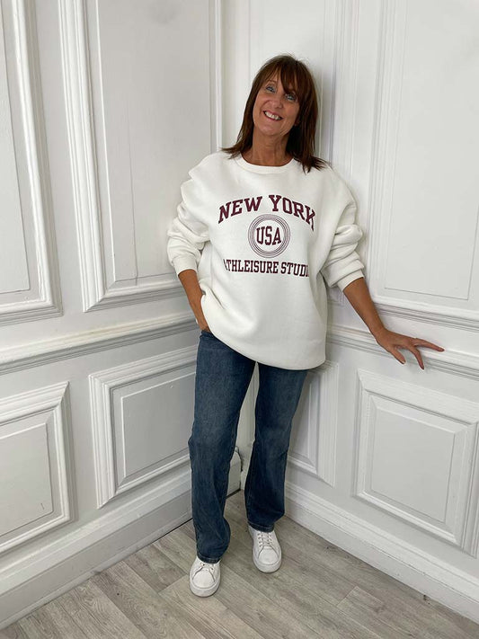 New York Slouchy Sweatshirt - Ecru