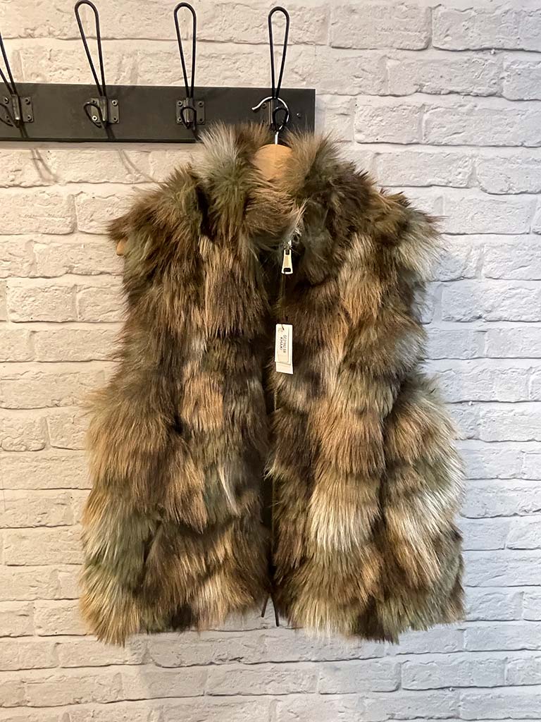Malissa J Reversible Faux Fur Gilet - Khaki