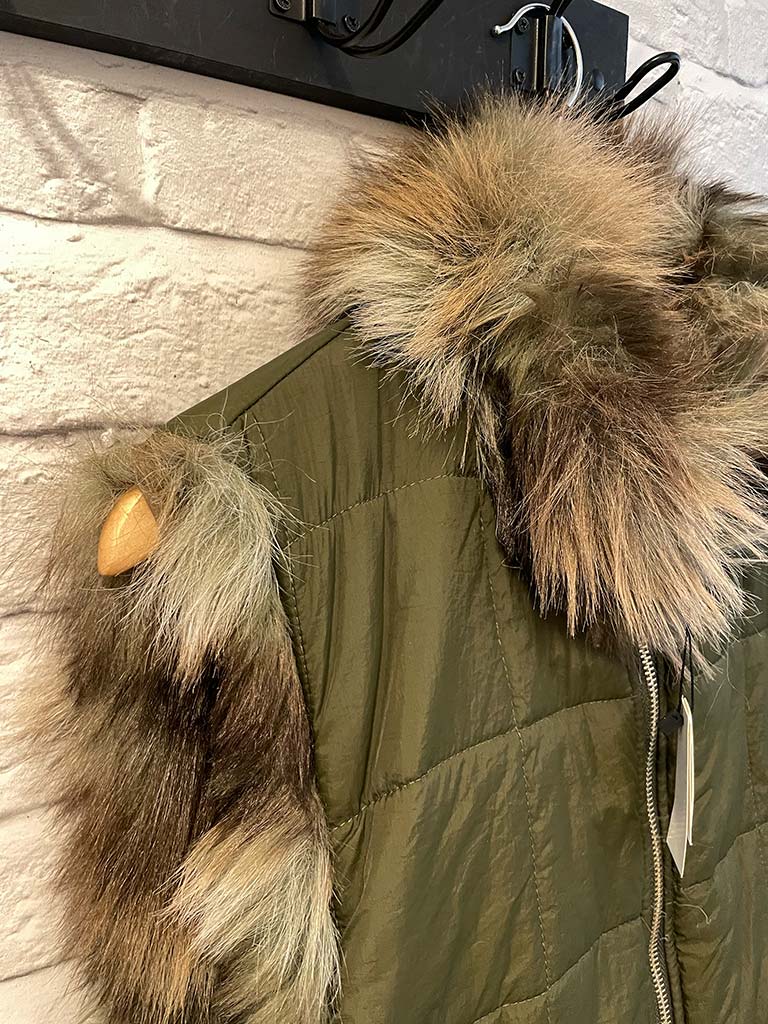 Malissa J Reversible Faux Fur Gilet - Khaki