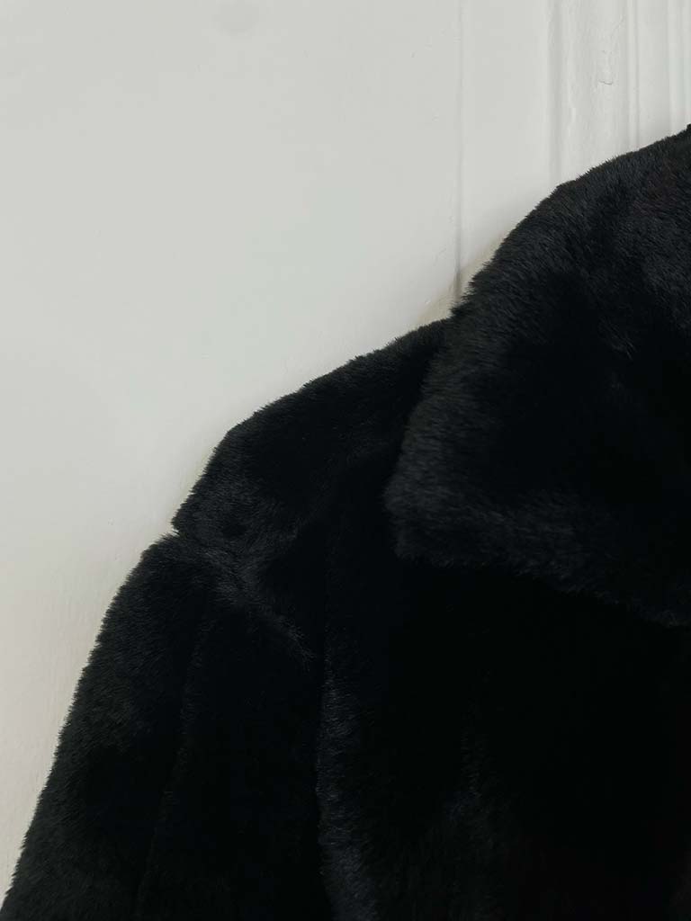 Luxe Faux Fur Long Coat - Black