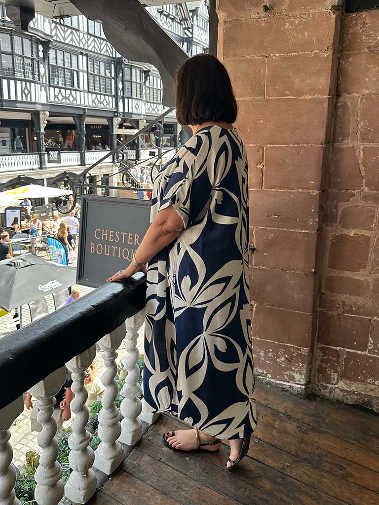 Bold Botanic Midi Dress - Navy