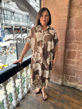 Lotus Collared Midi Dress - Chocolate