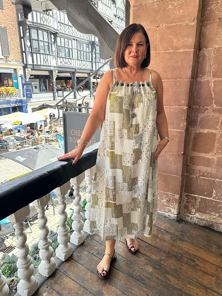 Patchwork Paisley Dress - Avocado