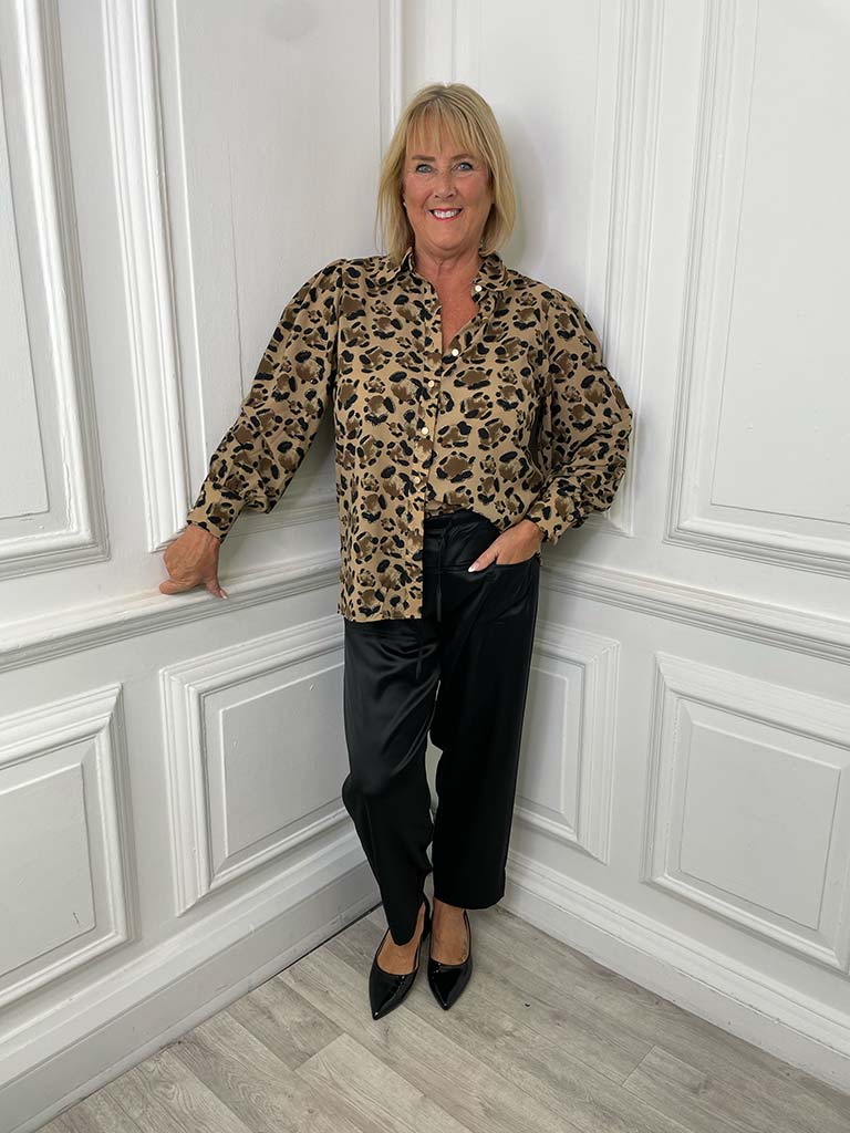 Malissa J Leopard Classic Shirt - Camel